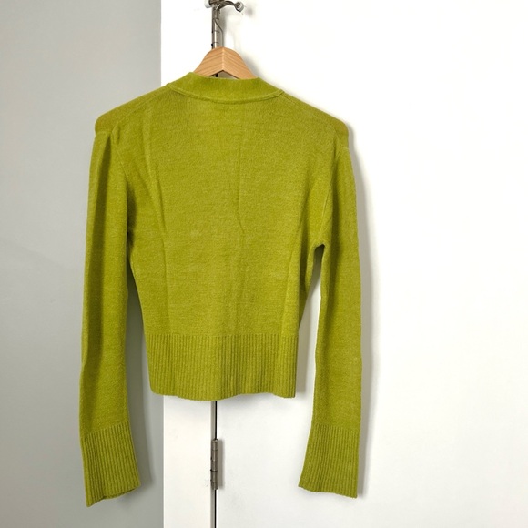 TARA JARMON Yellow Green Crop Sweater Cardigan - Picture 5 of 8